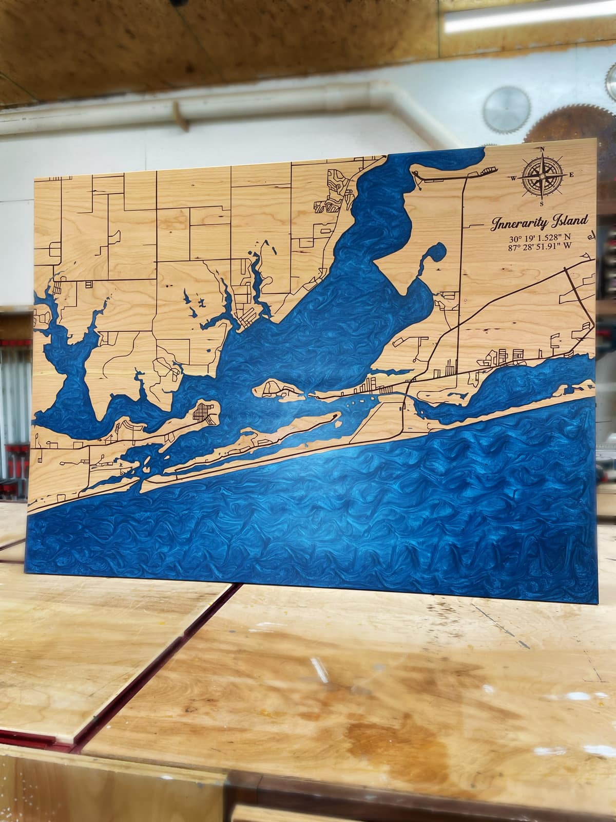 Frameless Epoxy Lake & River Maps