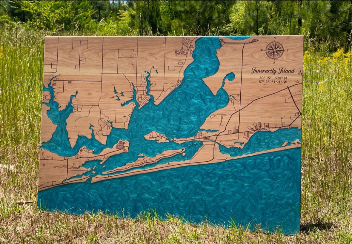 Frameless Epoxy Lake & River Maps