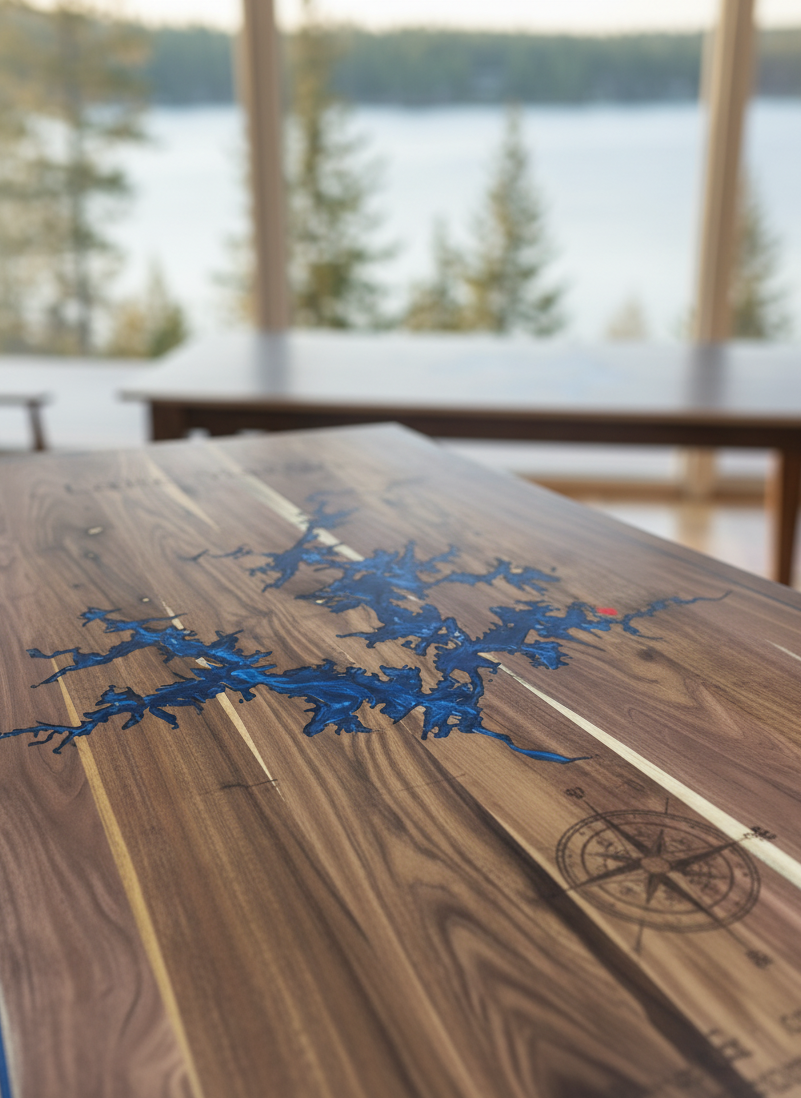 Frameless Epoxy Lake & River Maps