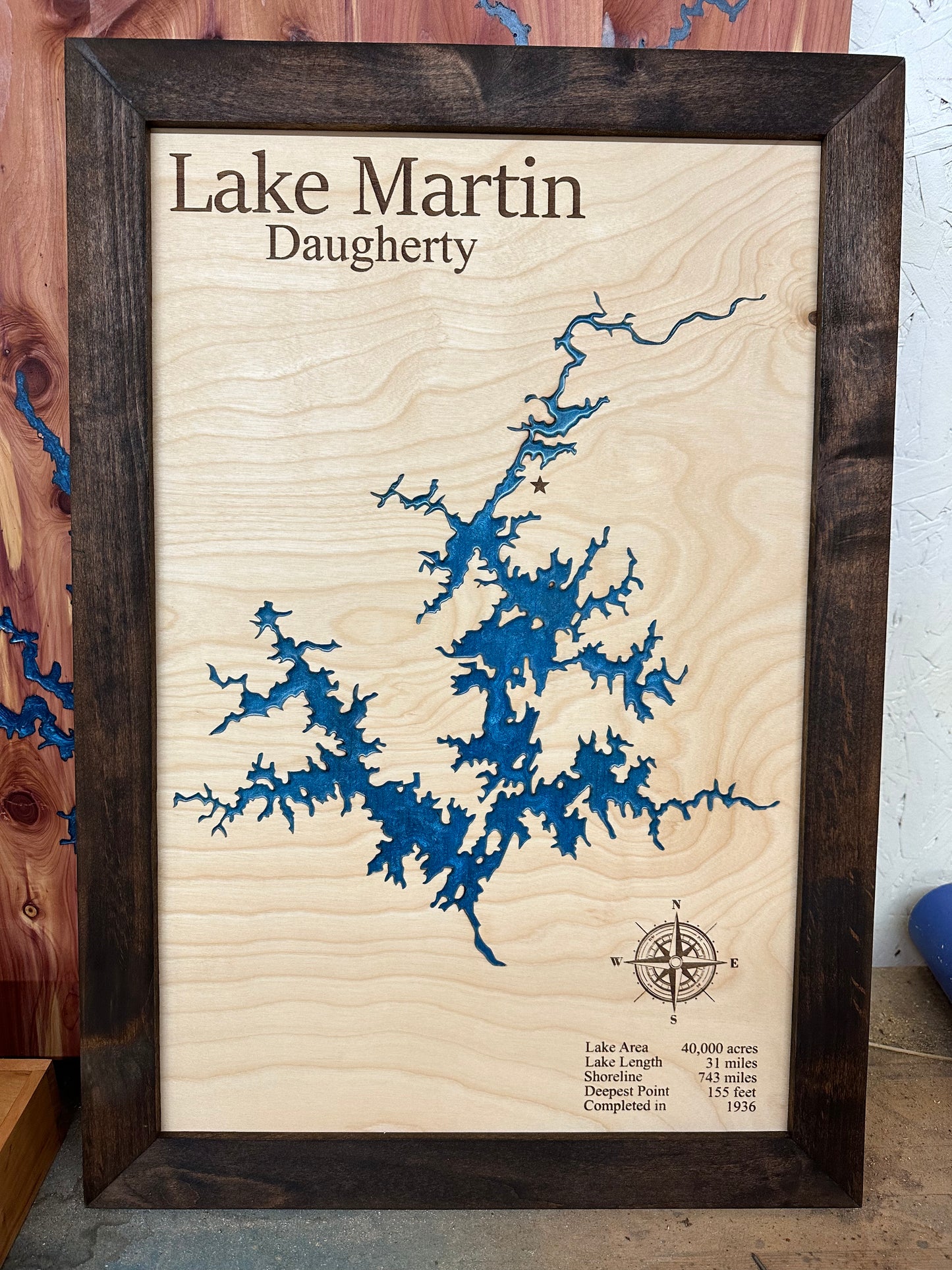 Framed Epoxy Lake & River Maps