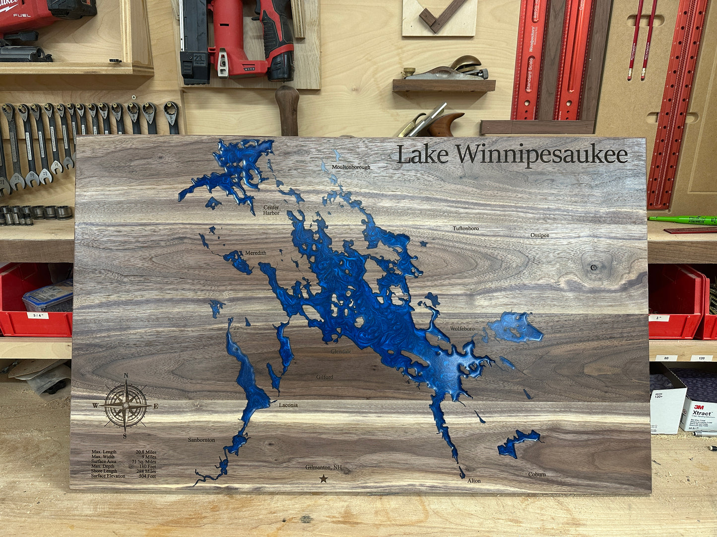Frameless Epoxy Lake & River Maps