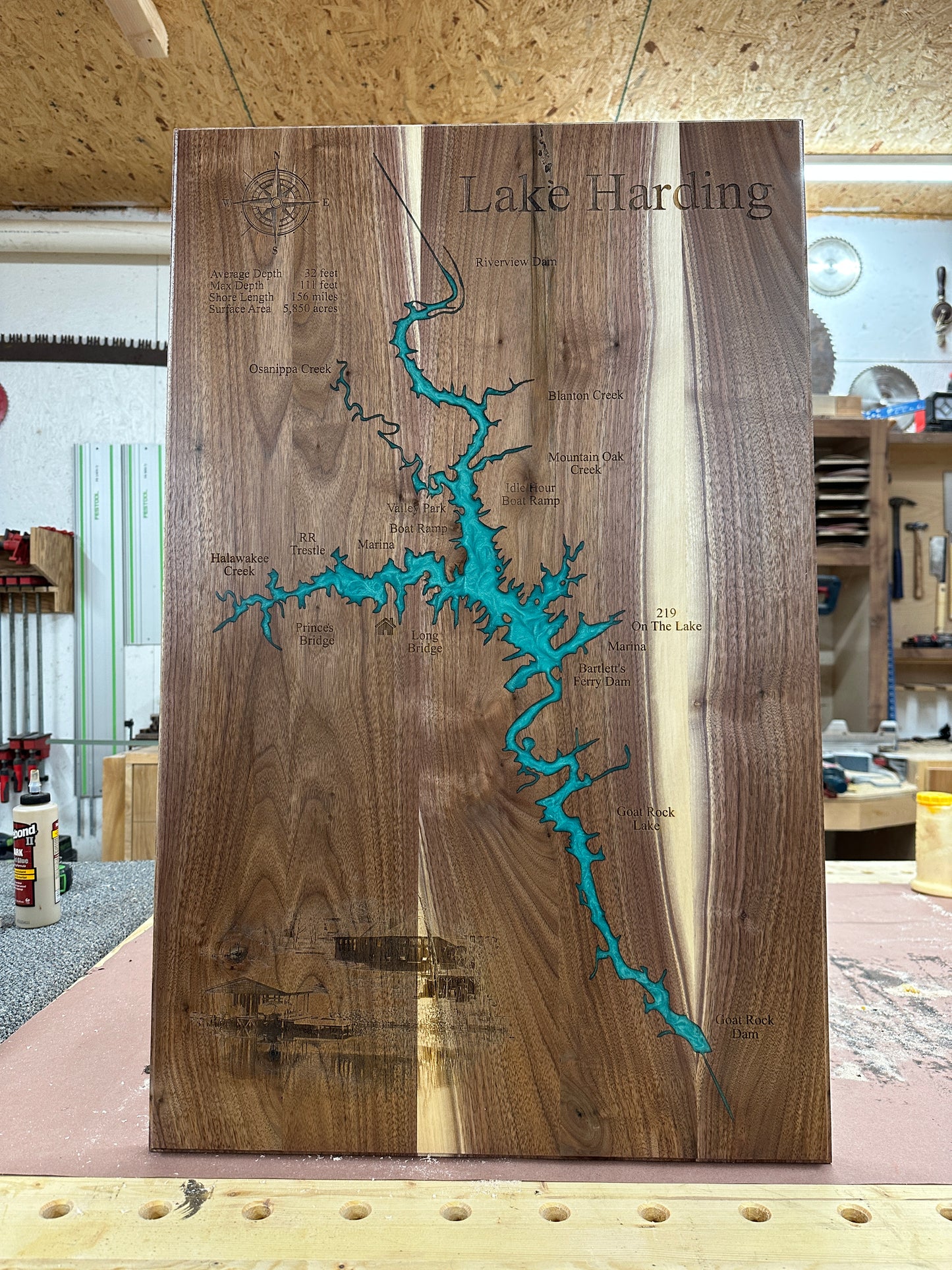 Frameless Epoxy Lake & River Maps