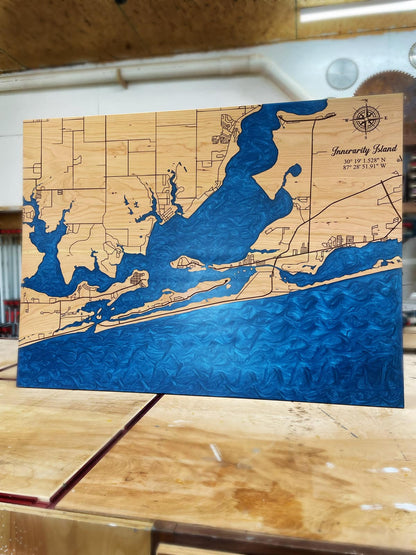 Framed Epoxy Lake & River Maps