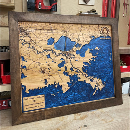 Framed Epoxy Lake & River Maps