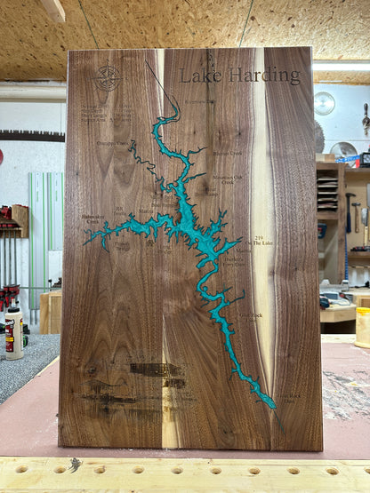 Frameless Epoxy Lake & River Maps